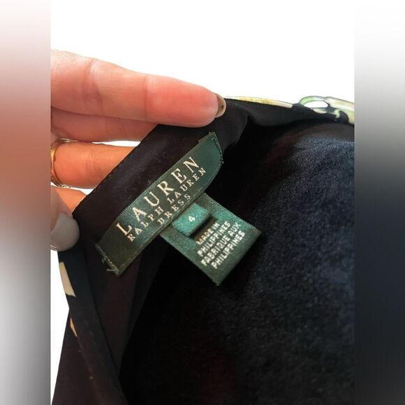 LAUREN RALPH LAUREN FLORAL BLACK & YELLOW CLASSY/CLASSIC DRESS WOMENS SIZE 4 - Picture 10 of 10